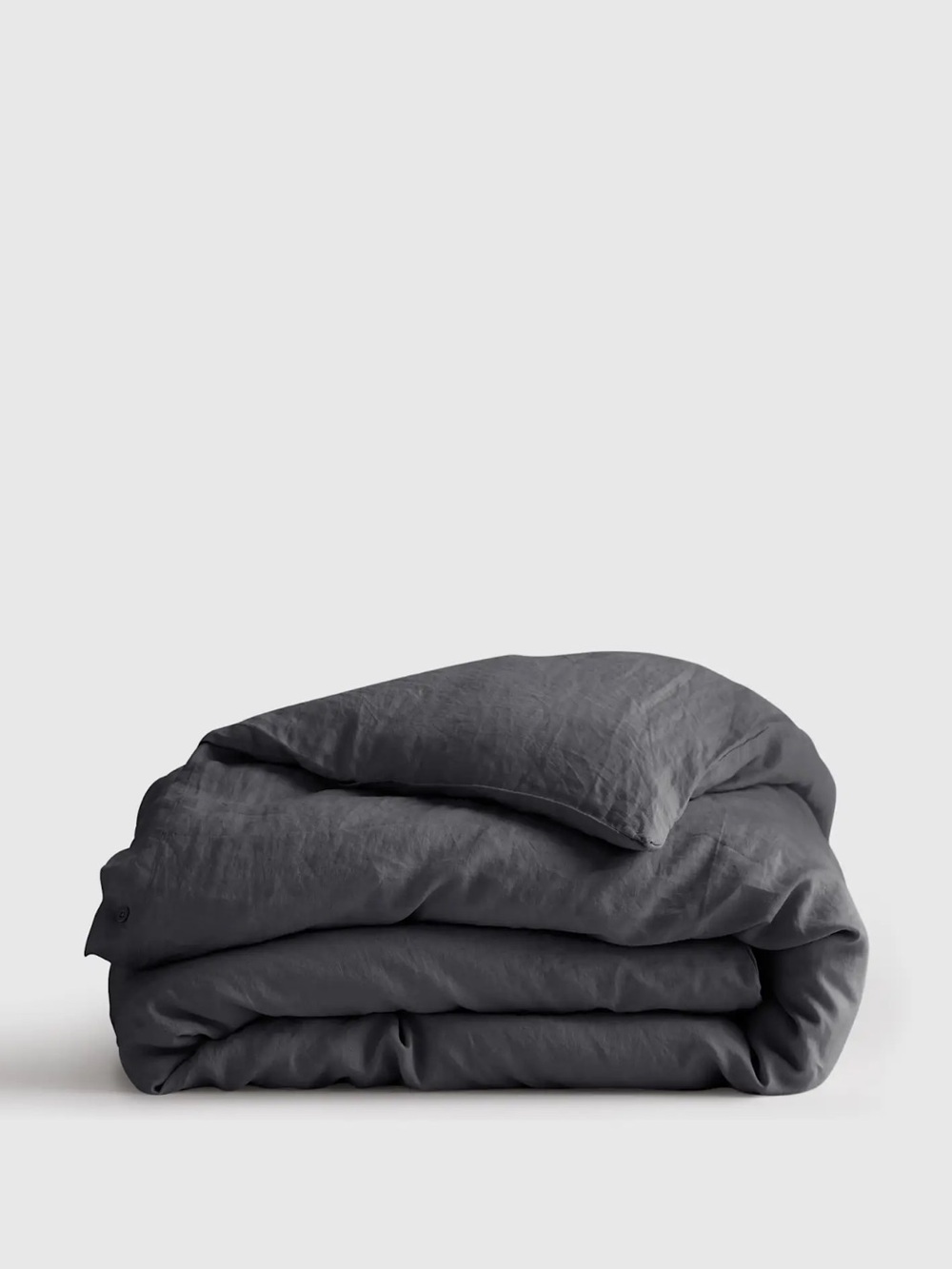 Quince European Linen Duvet Cover Queen Charcoal Gray 100% Linen - Picture 2 of 8